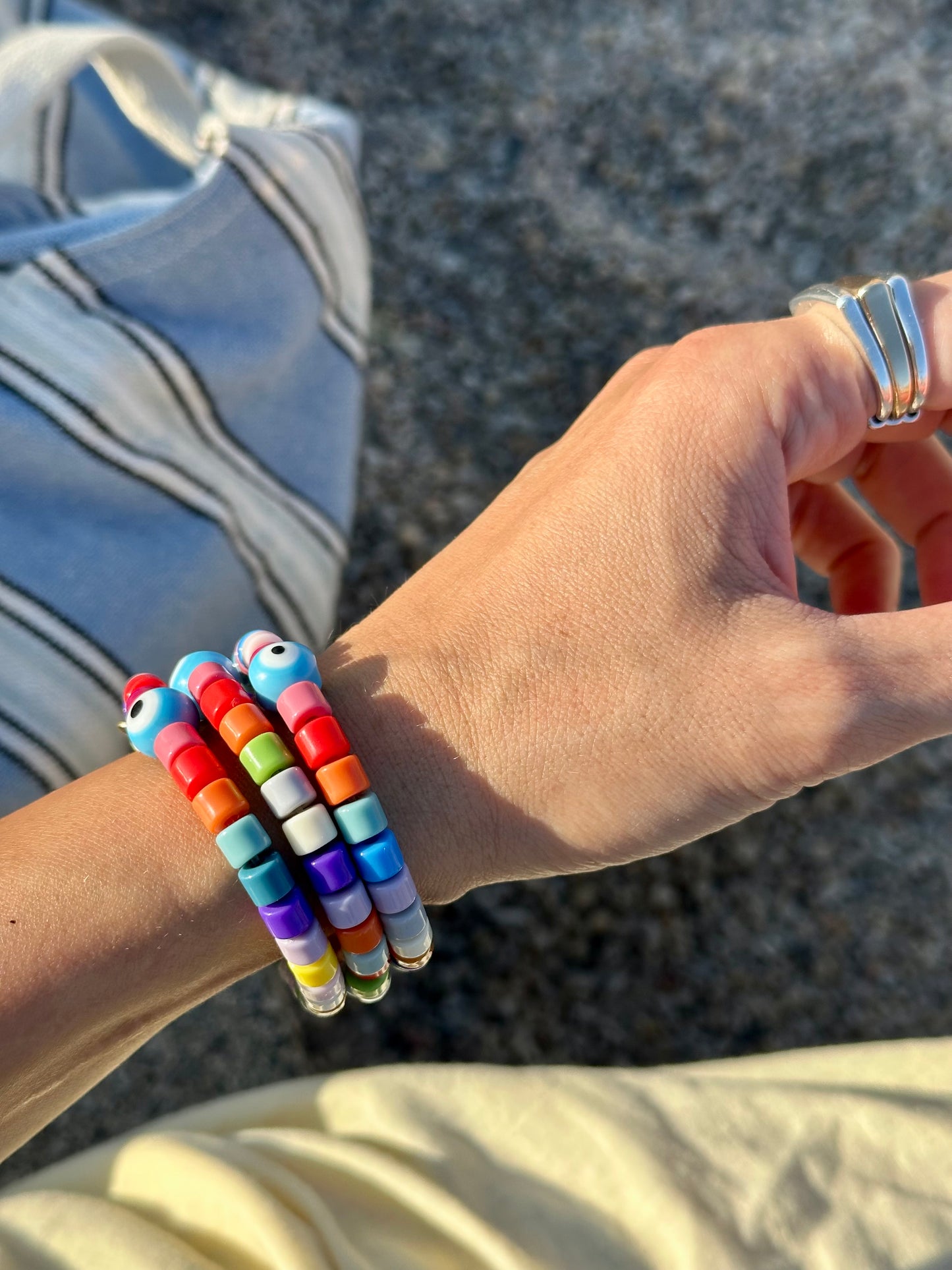 Lucky Mosaic – Colorful Evil Eye Beaded Bracelet