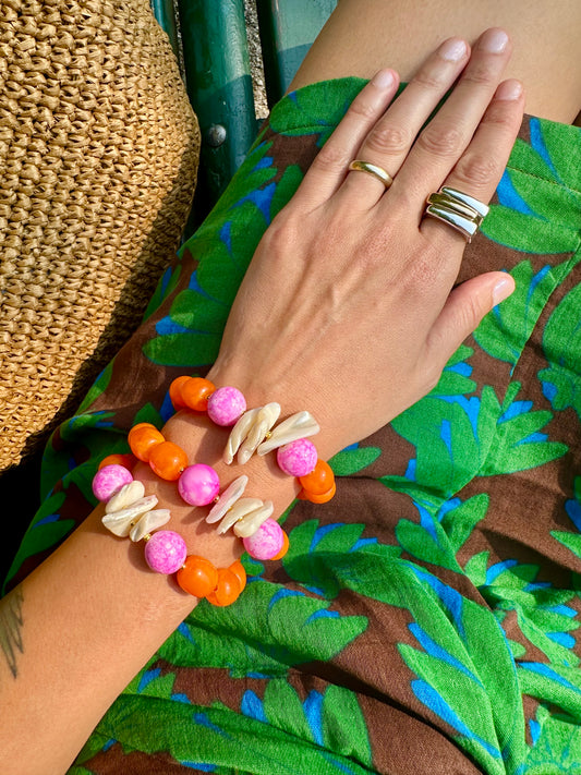Aloha – Pink & Orange Shell Beaded Bracelet
