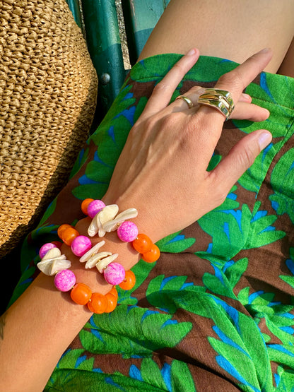 Aloha – Pink & Orange Shell Beaded Bracelet
