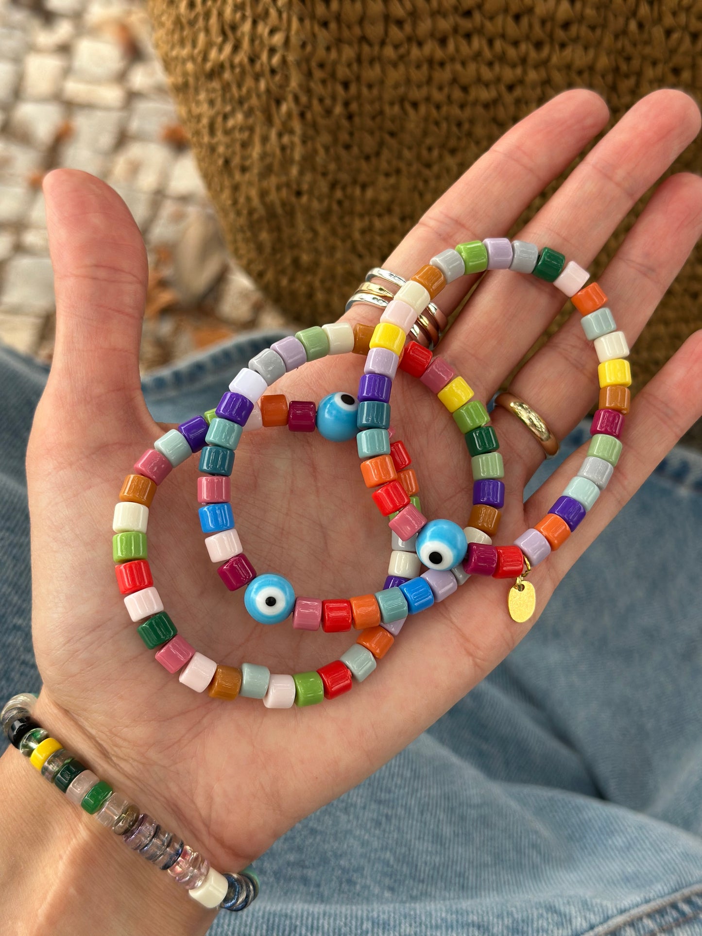 Lucky Mosaic – Colorful Evil Eye Beaded Bracelet