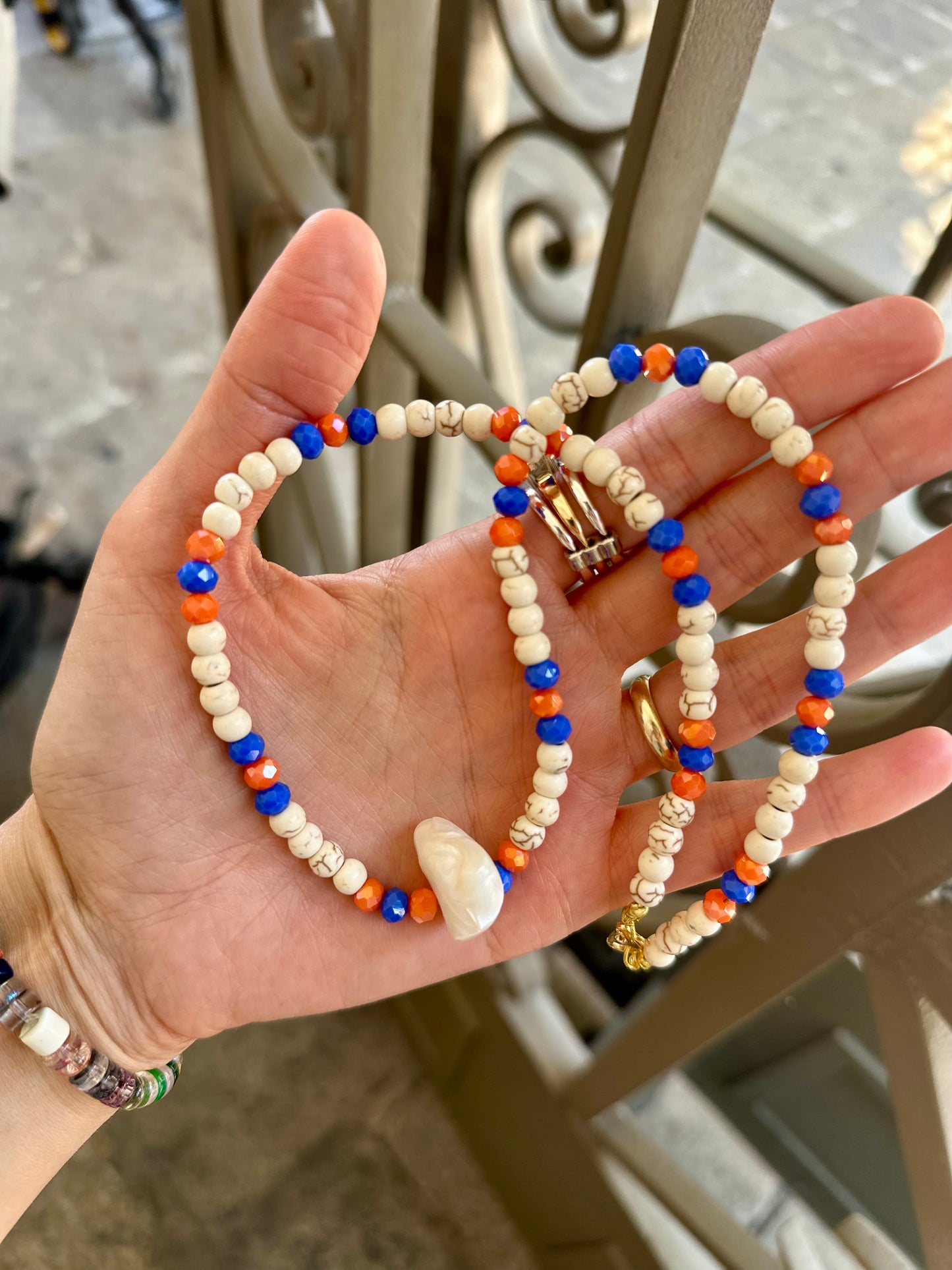 Coastal Pearl Beaded Necklace – Howlite & Crystal Beads