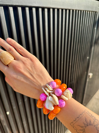 Aloha – Pink & Orange Shell Beaded Bracelet