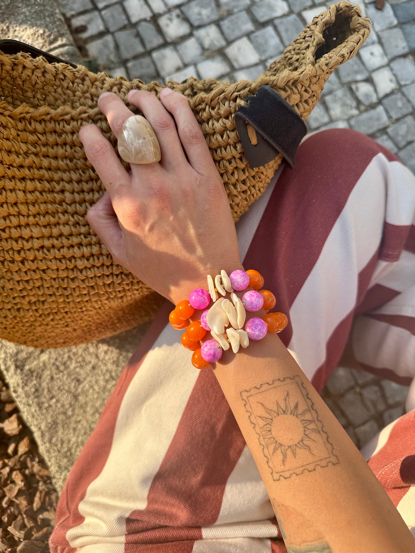 Aloha – Pink & Orange Shell Beaded Bracelet