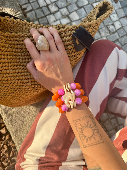 Aloha – Pink & Orange Shell Beaded Bracelet