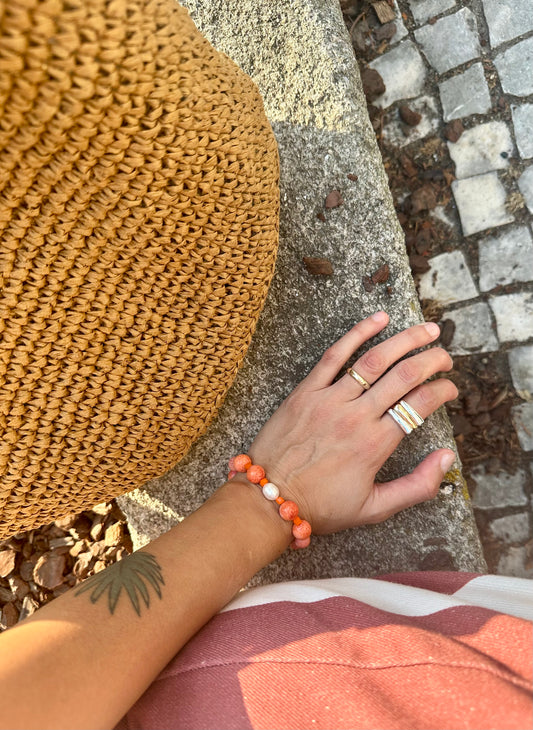 Capri – Coral & Pearl Beaded Bracelet