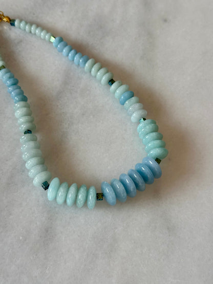 Azure Tide Necklace - Aquamarine Blue Natural Stone Beaded Necklace