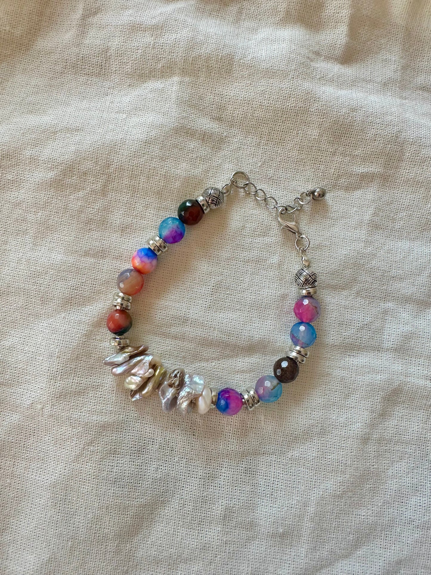 The Spectrum Set – Handmade Agate & Pearl Necklace