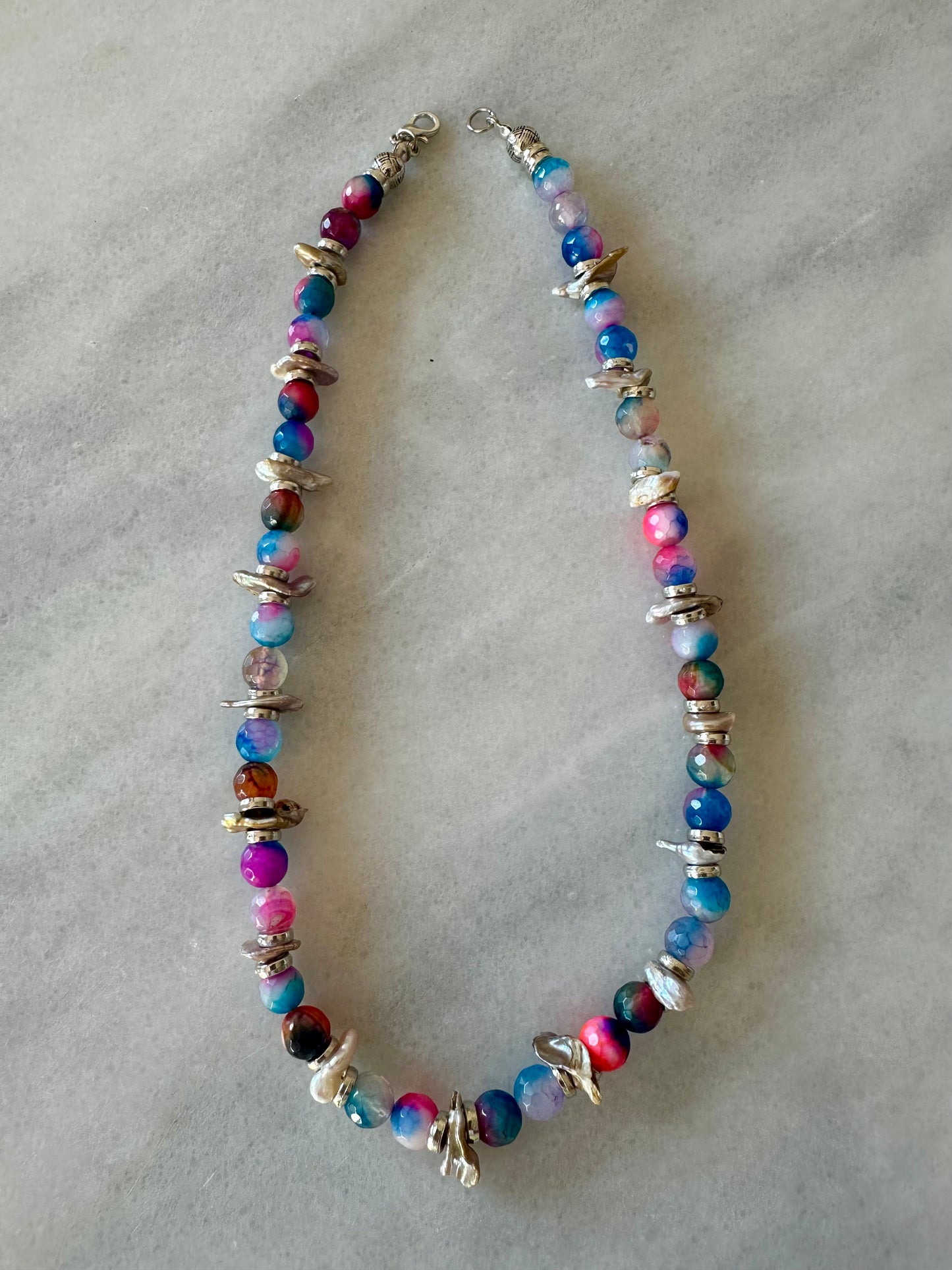 The Spectrum Set – Handmade Agate & Pearl Necklace
